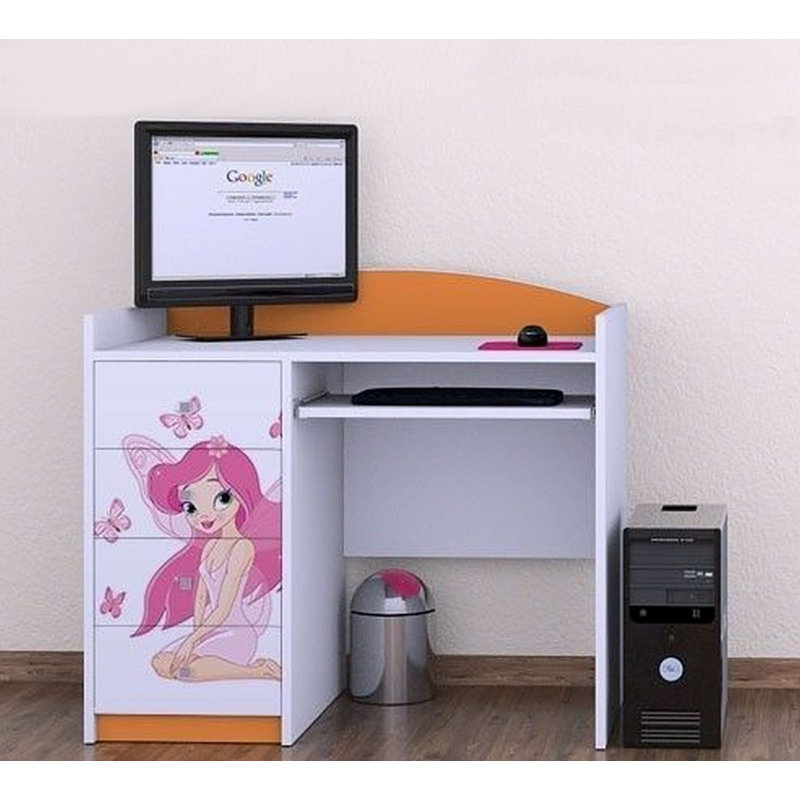 Huguetta Princess with Butterflies 100cm W Computer Desk, Orange