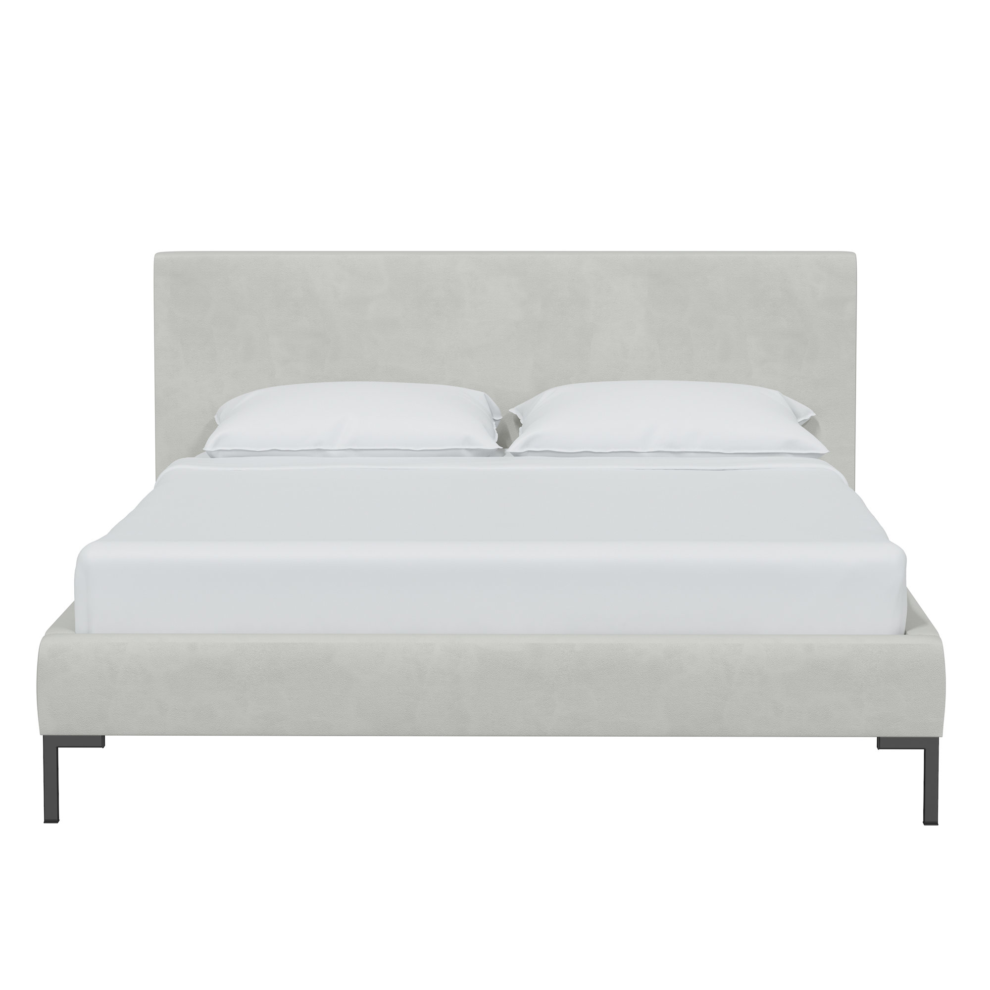 Rand Upholstered Bed, King, Bella Light Gray Performance Velvet, Black Wood
