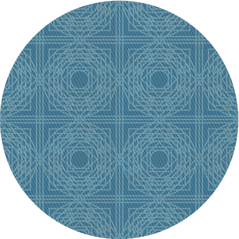 Tapis de surface bleu en acier à motifs, Rond 5 pi