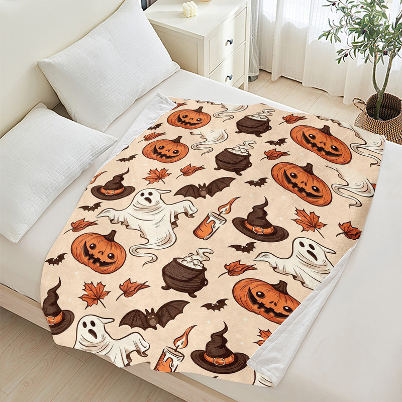 Jeté en flanelle JYK Halloween, Witch Ghost Pattern