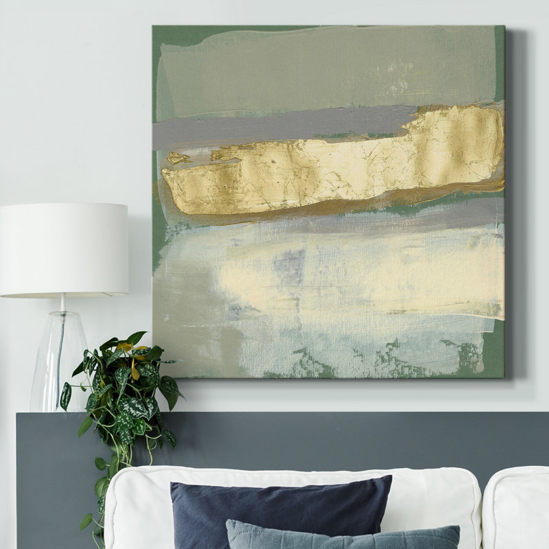 " Sage & Gold Swipe IV ", 10" H x 10" W x 1" D