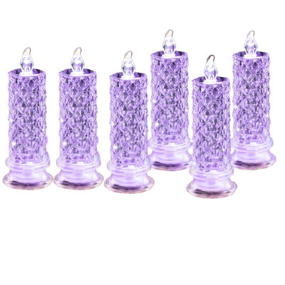 6Pcs LED Crystal Candle Lights, Romantic Rose Shadow LED Flameless Candles, Christmas Decorations Glass Candles Battery Operated for Christmas Valentines Anniversary Wedding Decorations Without Batteries ，Set of 6