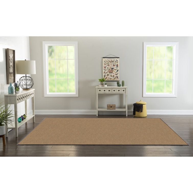 Rhodes Beige Machine Woven Wool Berber with Hand Serged Edging Area Rug