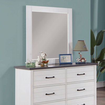 32.6"W Contemporary Mirror, White/Grey