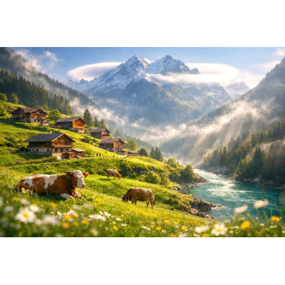 «Alpine Valley Pasture», art mural sur toile tendue