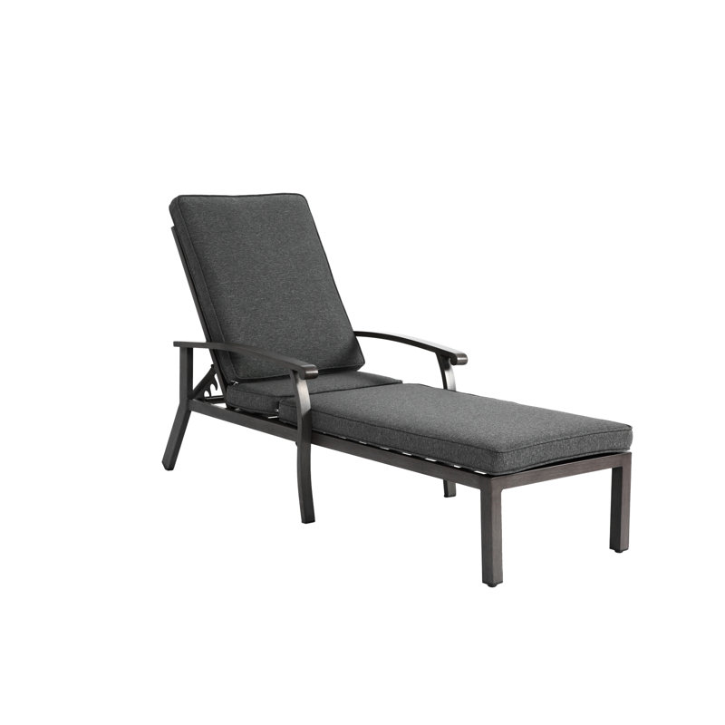 Chaise longue en fonte d'aluminium grise à roulettes et à tissage croisé avec siège réglable - Adaptable