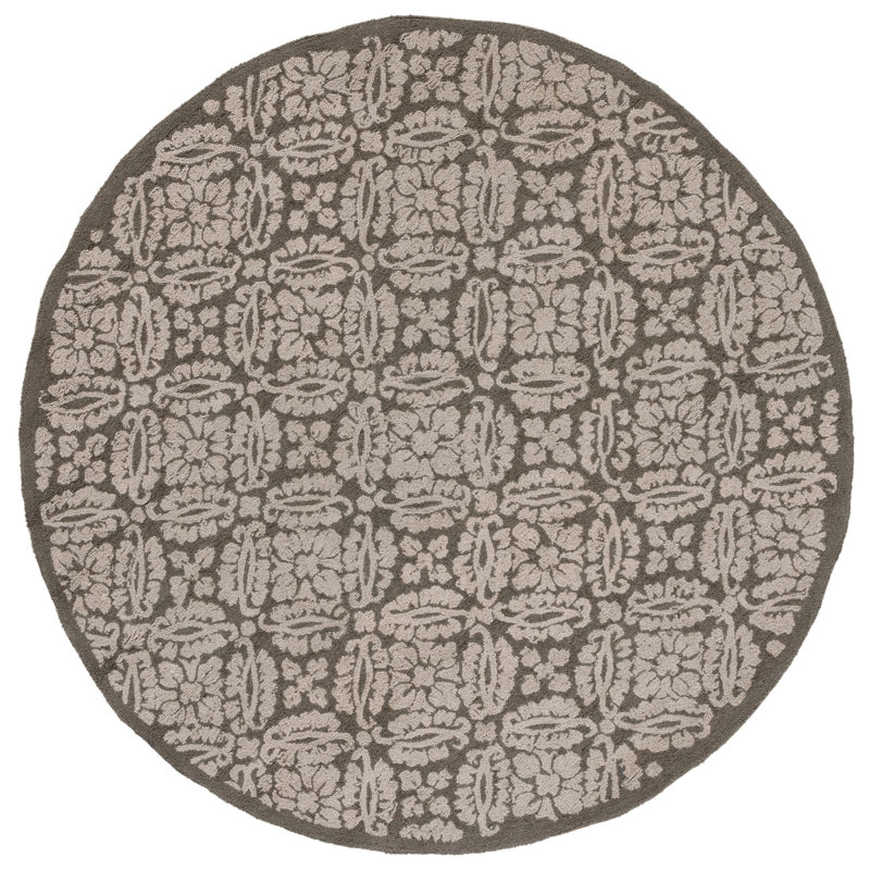 Baytown Hand Hooked Wool Pile Geometric Rug, Round 5'6"