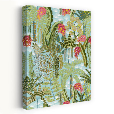 Lush Tropical Jungle Vibrant Abstract Palm Nature Summer Wall Art Print 1 Piece Wrapped Canvas Wall Art