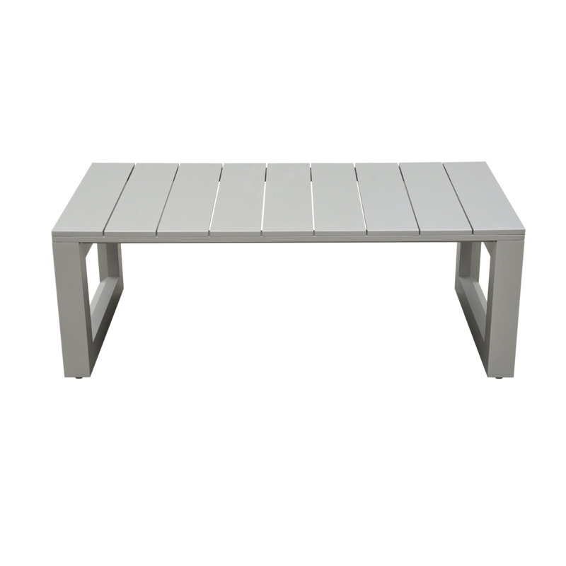 Outdoor Showcase: Contemporary Cocktail Table - Neutral Style, Beveled End Panels, Geometric Pattern - Rust-Resistant, Scratch & Weather-Resistant Aluminum Fram