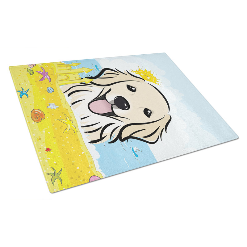 Planche à découper en verre trempé d’été caroline, Golden retriever beige