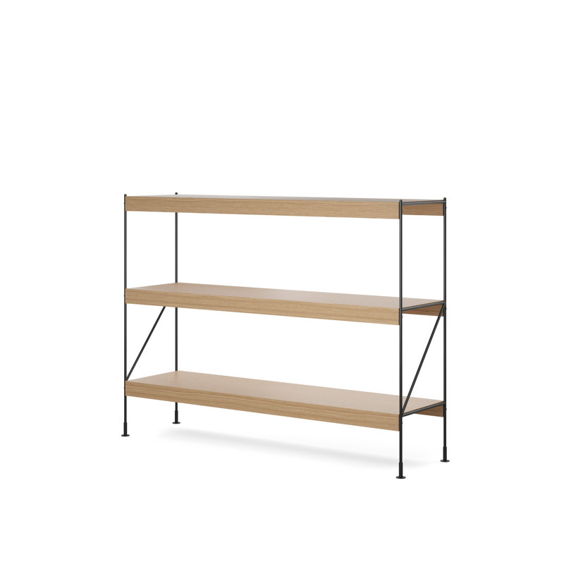Zet Bookcase, (3 Shelves) 44.9" H x 60.2" W x 15.7" D, Natural Oak
