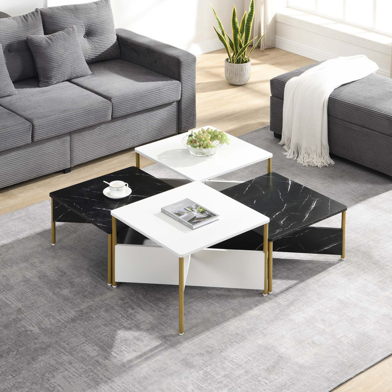 Ensemble de 4 tables basses Modern Modern, Noir / blanc