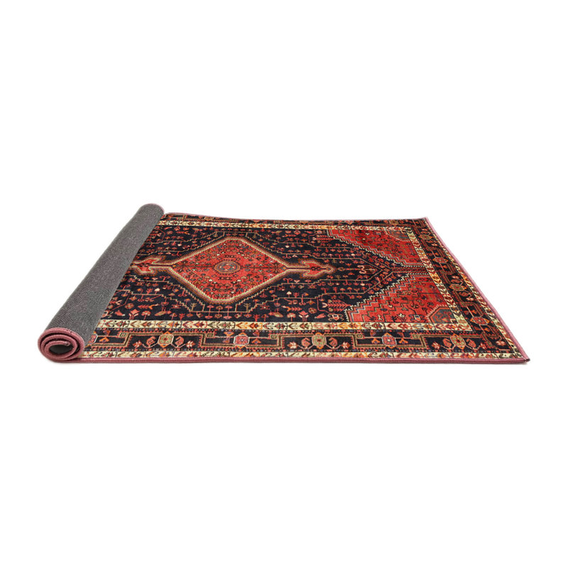 Tapis à motif oriental rouge / brun, Rond 4 pi