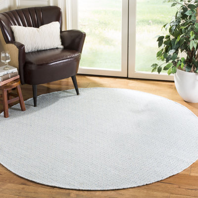 Tapis ivoire / bleu clair en coton tissé à plat à la main Bester