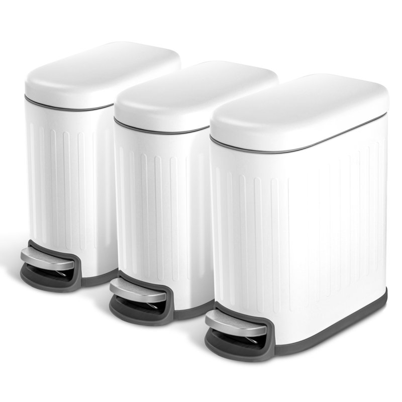 Poubelle de salle de bain mince en acier inoxydable 1,3 gallon avec couvercle à fermeture douce et doublure amovible Home Zone Living
