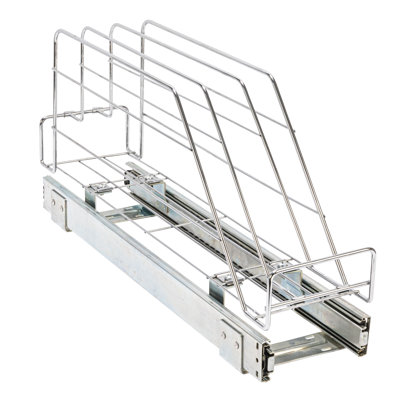 Glidez Multipurpose Chrome-Plated Steel Pull-Out/Slide-Out Storage Organizer for Cookware and Bakeware - Fits Standard Size Cabinet or Shelf, Chrome