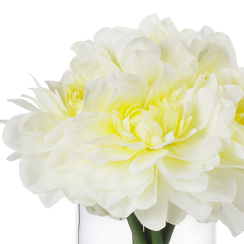Arrangement floral dahlia en soie dans un vase, Crème