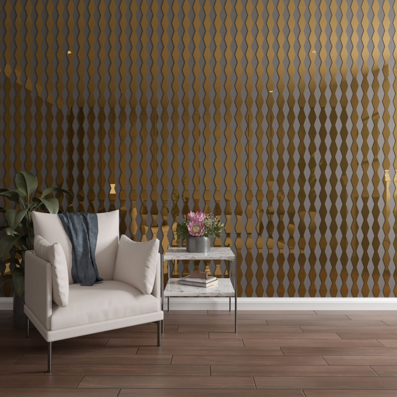 Ensemble de panneaux muraux décoratifs réglables en acrylique Cimarron (paquet de 24), H 47 po x l 2,75 po, Or