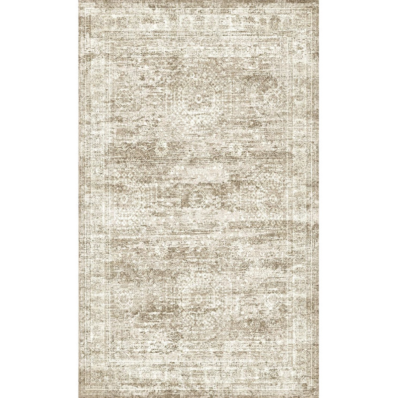 Vintage Distressed Non Slip Washable Rug(Brown), Rectangle 2' x 3'