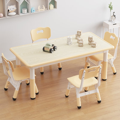 Kids Table and Chair Set, Toddler Table with 4 Chairs for Ages 2-10, Graffiti Desktop, Non-Slip Legs, Arts & Crafts Table, Height Adjustable, Childre by Isabelle & Max