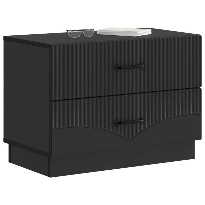 62cm W Manufactured Wood Bedside Table, Black