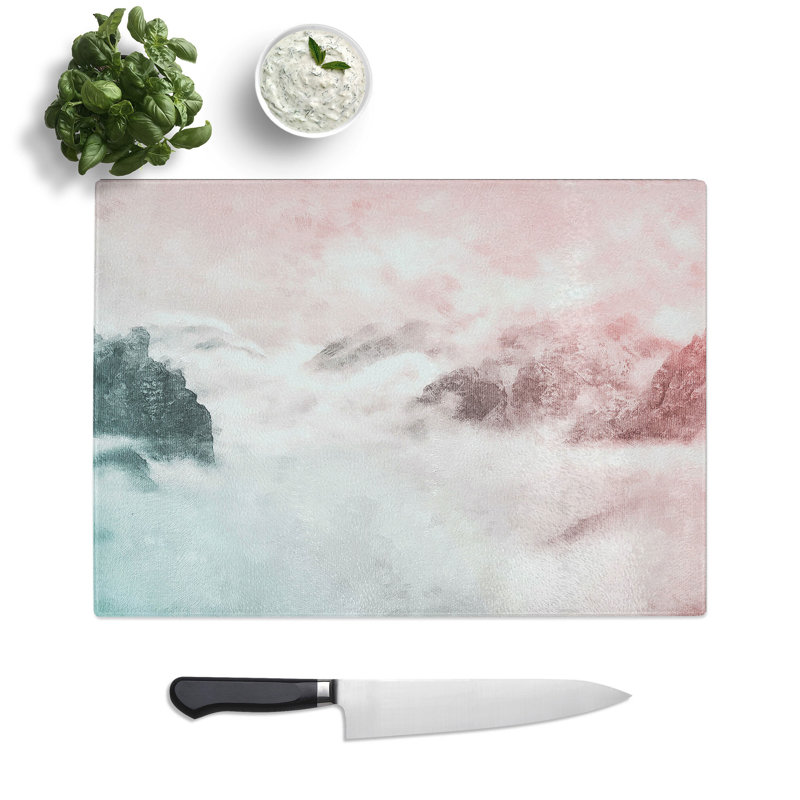 Tempered Glass Cloudy Mountains Chopping Board, 20 cm x 28.5 cm