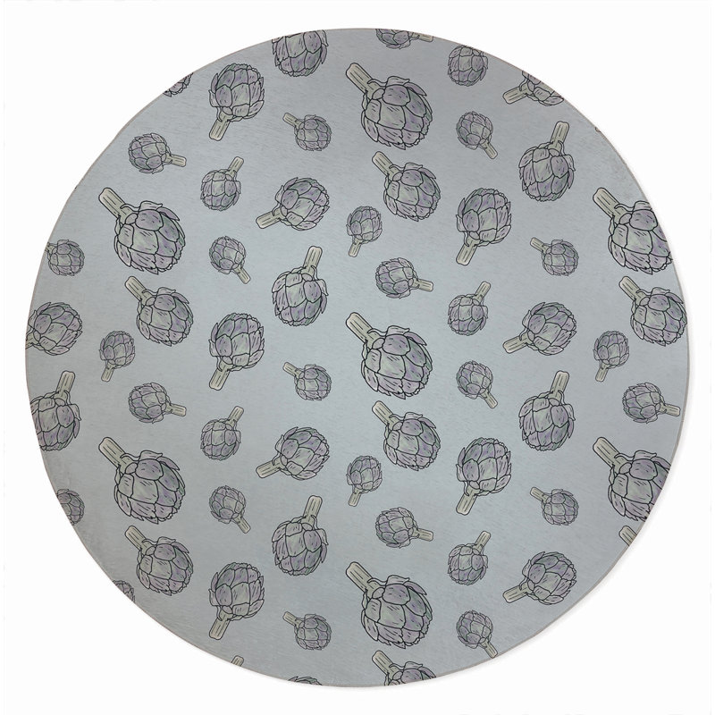Summer Artichoke Outdoor Rug, Round 5'