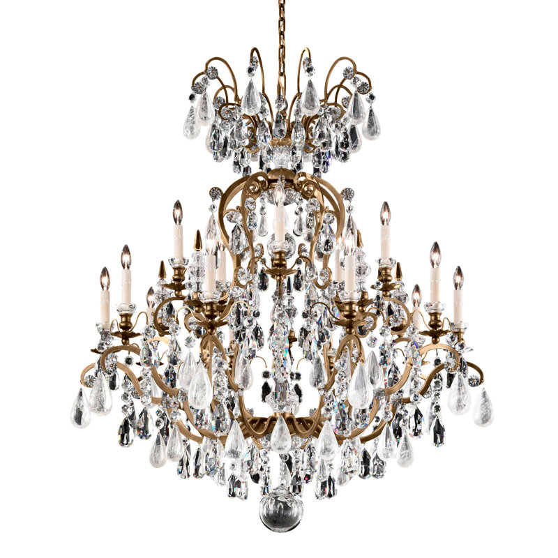 Renaissance 16 - Light Glass Chandelier, Combination of Olive and Smoke, Etruscan Gold