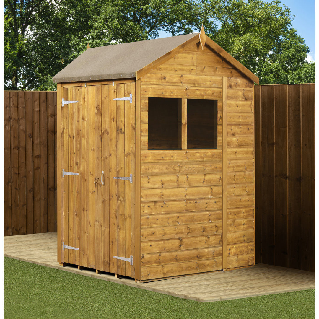 Modular Apex Garden Shed  6X4 With Windows Double Door