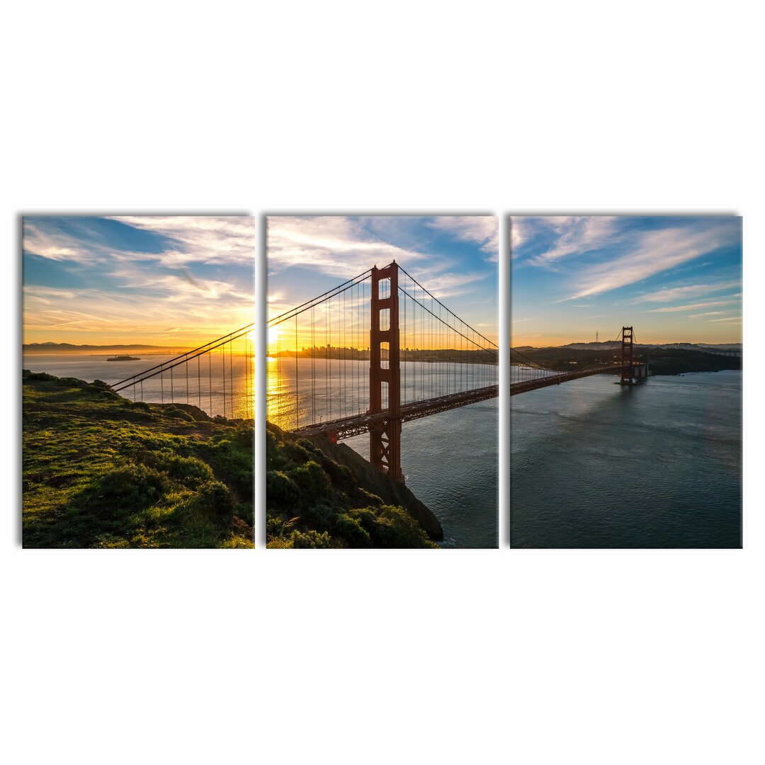 3-tlg. Leinwandbilder-Set Golden Gate Bridge