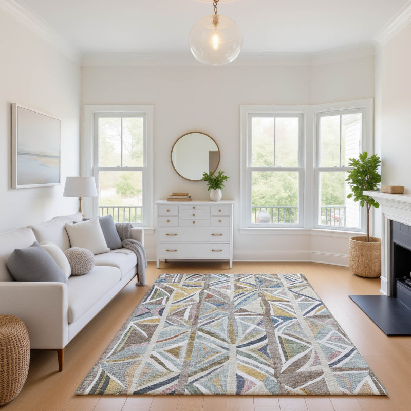 Premium Machine Washable Mayfield AMF2253 Geometric Rug, Taupe, 2'6" x 3'10"