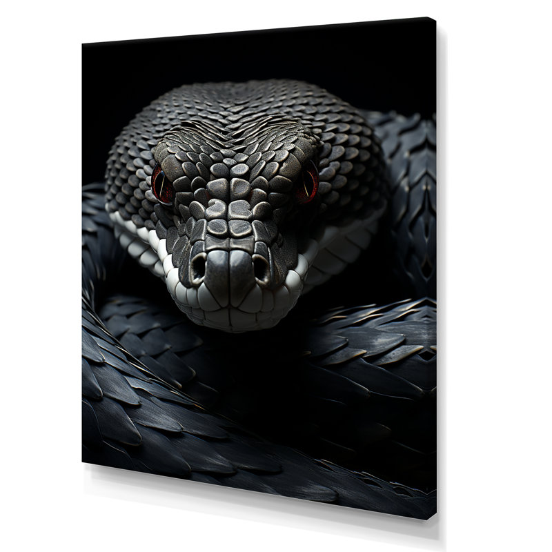 «Krete Black Snake Vibrant Portrait», reproduction d'art sur toile, H 32 po x l 16 po x P 1 po, Toile tendue