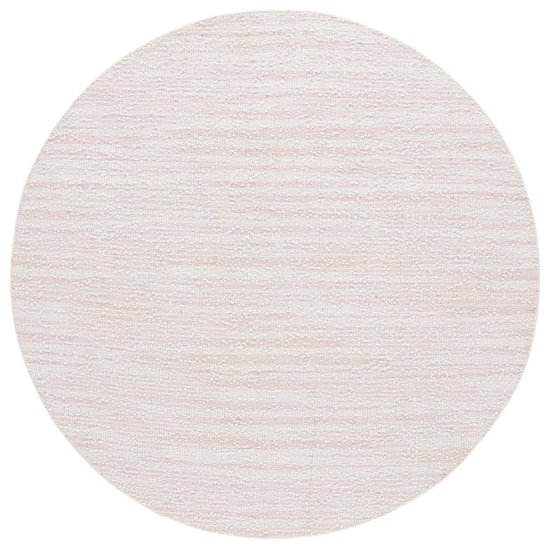 Tapis rose / ivoire en coton tissé à la main Cynda Renewal, Rond 6 pi