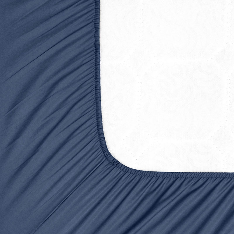 100% Cotton Sateen Luxurious 1200 Thread Count 4-Piece Sheet Set, King, Navy