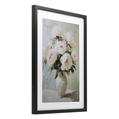 Doux bouquet floral rose, reproduction encadrée sous verre, design par Petal Prints Design