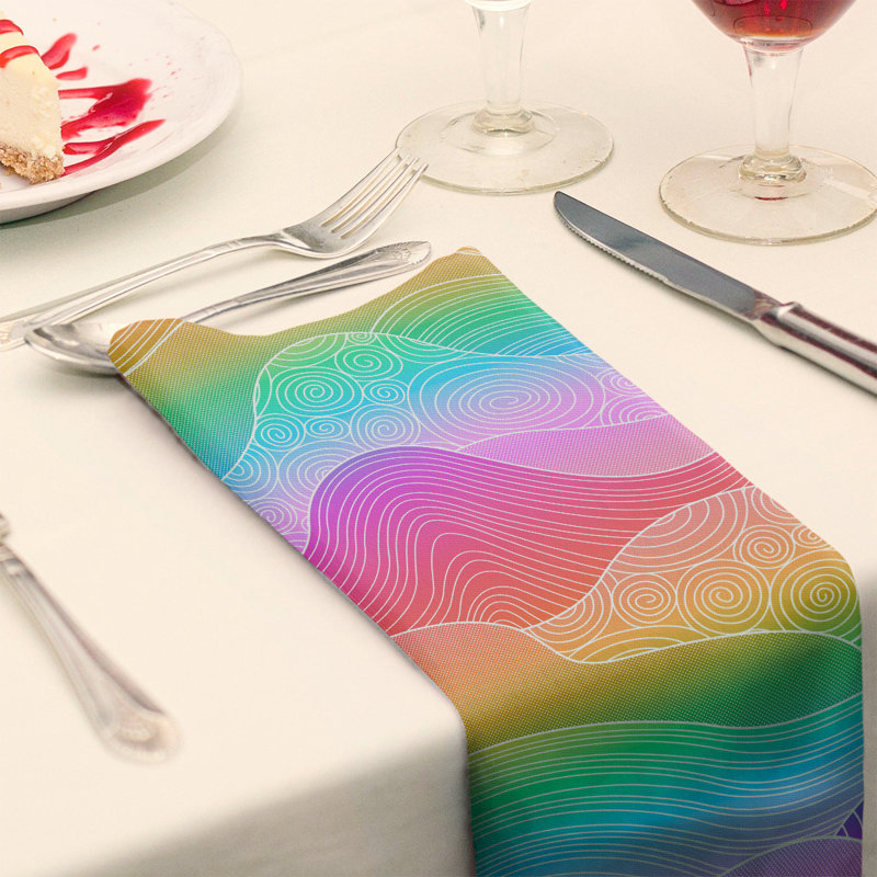 Serviette de coton à ondulations à la main, Arc-en-ciel, H 0,1 po x l 22 po x P 22 po, Sergé de polyester