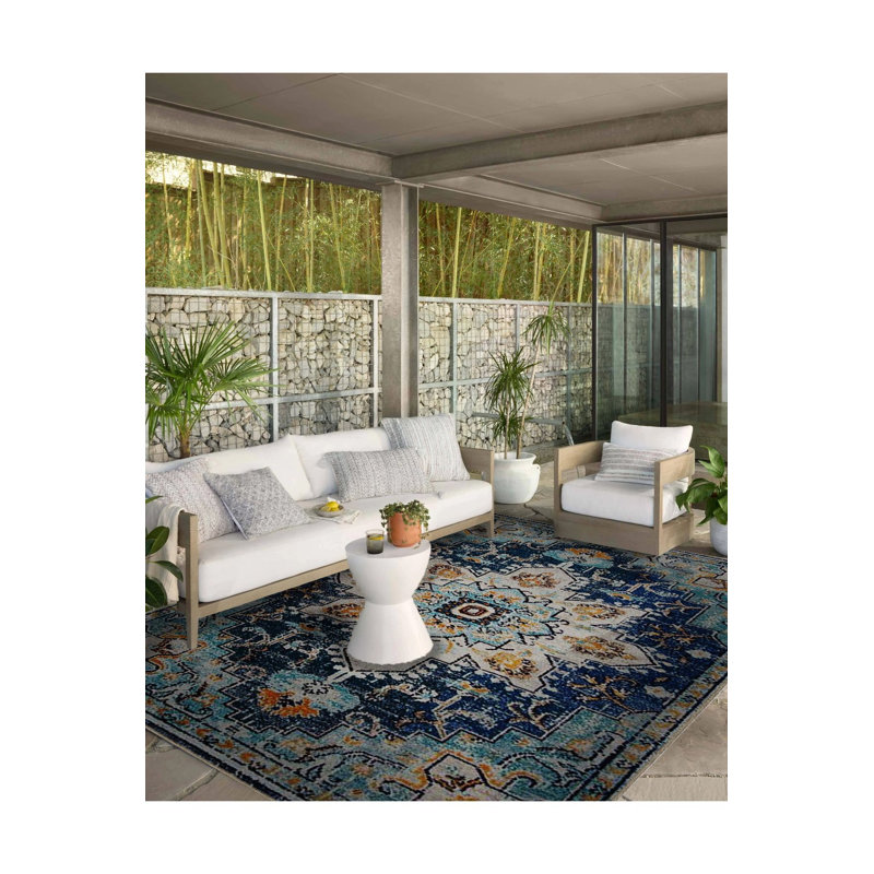 Tapis décoratif lavable bleu, Rectangle 3 pi 3 po x 4 pi 11 po