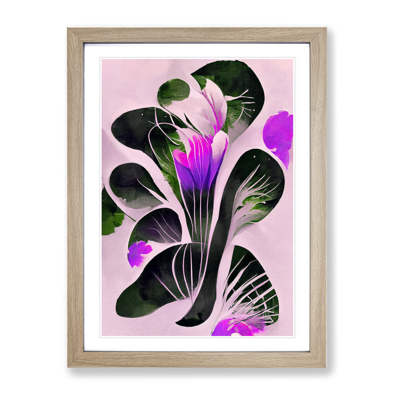 Flowers in Abstract No.3 - Framed Print, 64cm H x 46cm W, Oak