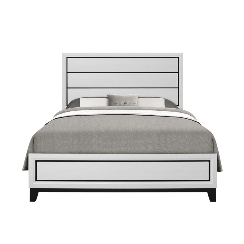 MIRAGE LIT avec finition blanche et 4 lattes, nécessite un sommier, design élégant et peu encombrant pour les chambres modernes.