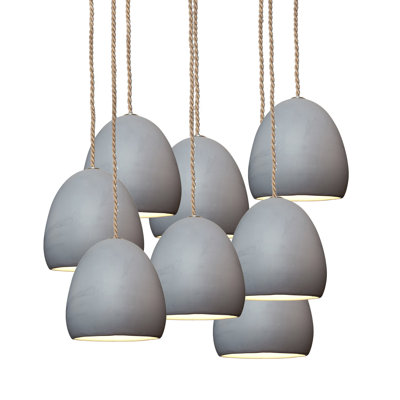 Lustre en grappe à 8 lumières avec détails en corde Clay