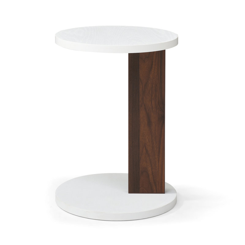 White And Walnut Side Table, Rustic Wood Frame Table For Bedroom, Living Room, Couch Bedside