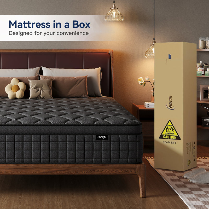 8''/10"/12"/14''Medium Cooling Gel Memory Foam Hybrid Mattresses In A Box With Certipur-US, King, 12"