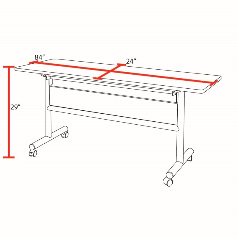 Mailyn Rectangle Flip Top Training Table and Chair Set, 29" H x 84" L x 24" D