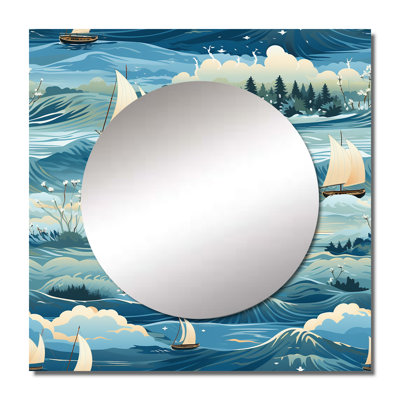 Coastal Tranquility Seaside Landscape - Abstract Large Square Mirror Wall Decor For Bedroom