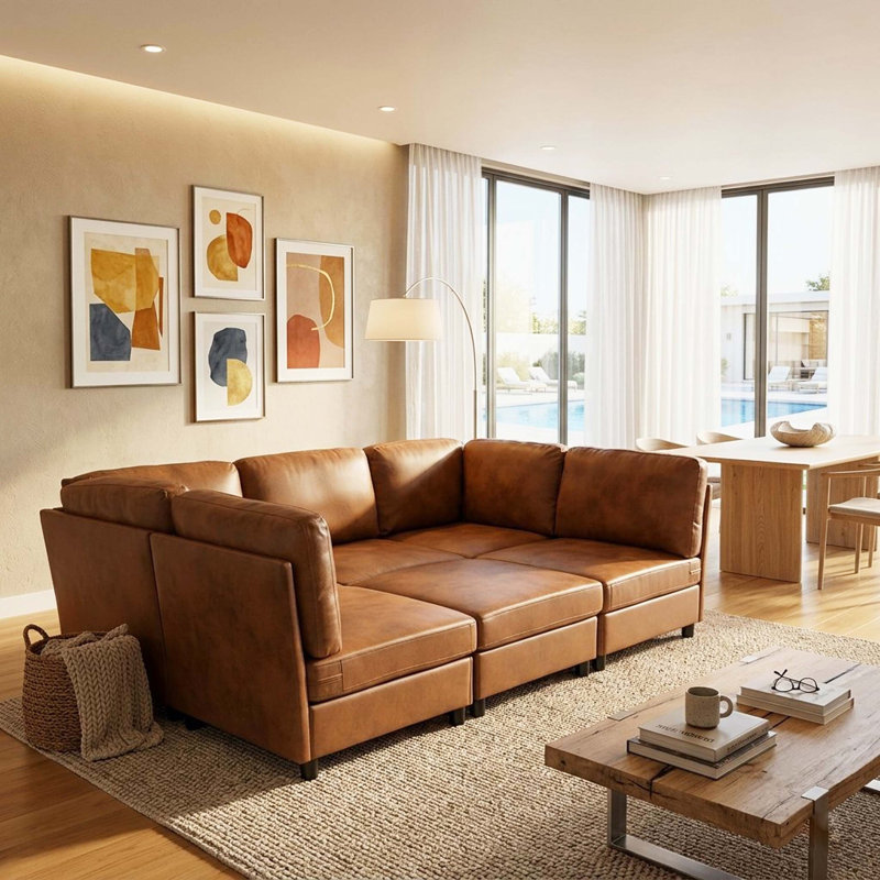 Canapé modulaire rembourré modulaire Freely Reconfigurable, Light Brown Fabric