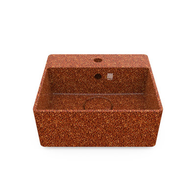 Woodio Cube40 15.75'' Wood Square Bathroom Sink with Overflow