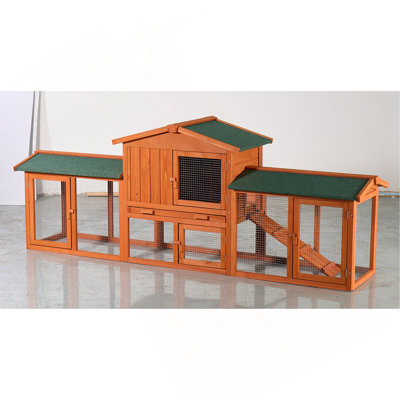 Large Wooden Rabbit Hutch, Outdoor Bunny Cage With Spacious Run, Waterproof Asphalt Roof, Pull-Out Tray And Ramp, Fir Wood Pet House For Rabbits, Chic