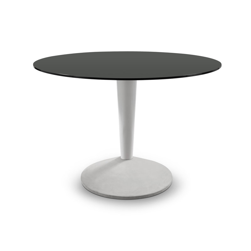 Stutler Round Glass Top Dining Table, Black