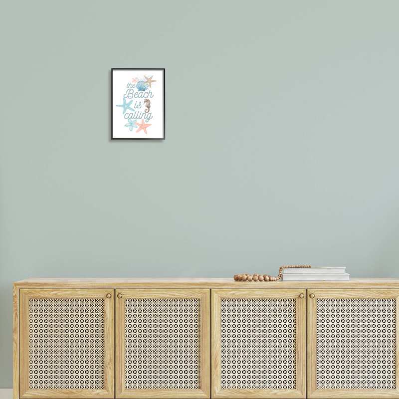 «Beach Is Calling Divers Sea Life», estampe numérique par Lanie Loreth, Giclée encadrée noir minuit