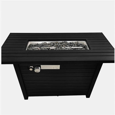 25" H x 42" W steel outdoor fire pit table with lid